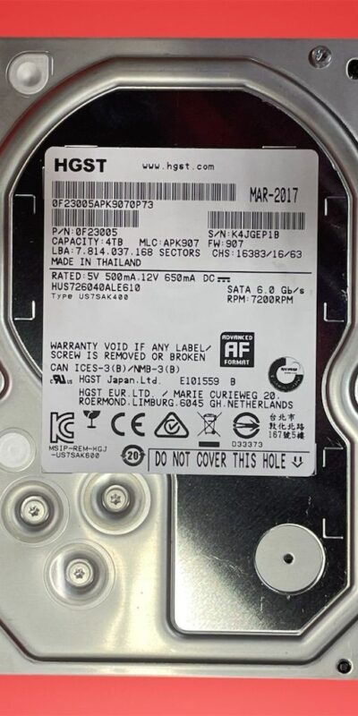 HGST Ultrastar 7K4000 4TB 7200RPM SATA 6Gb/s 3.5" Enterprise NAS HDD