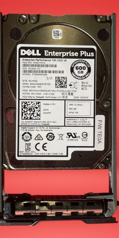 Dell 600GB 10K 12Gb/s SAS 2.5" HDD ST600MM0088 w/33KFP Caddy Tested