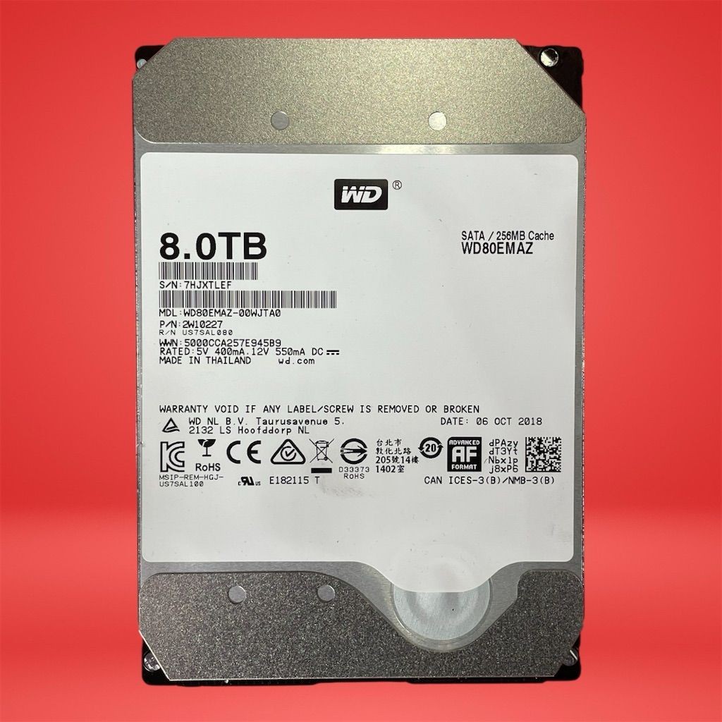 WD Western Digital 8TB 3.5" SATA III 6Gb/s 7200RPM Desktop NAS Hard Drive HDD