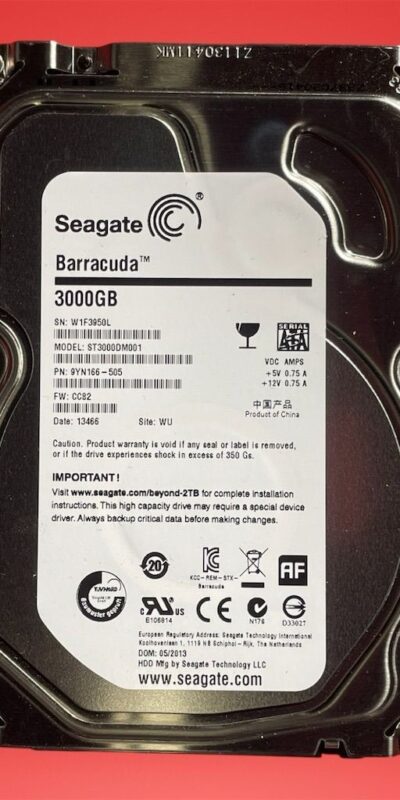 Seagate Barracuda ST3000DM001 3TB 7200RPM 3.5" Internal Hard Drive SATA 6.0Gb/s
