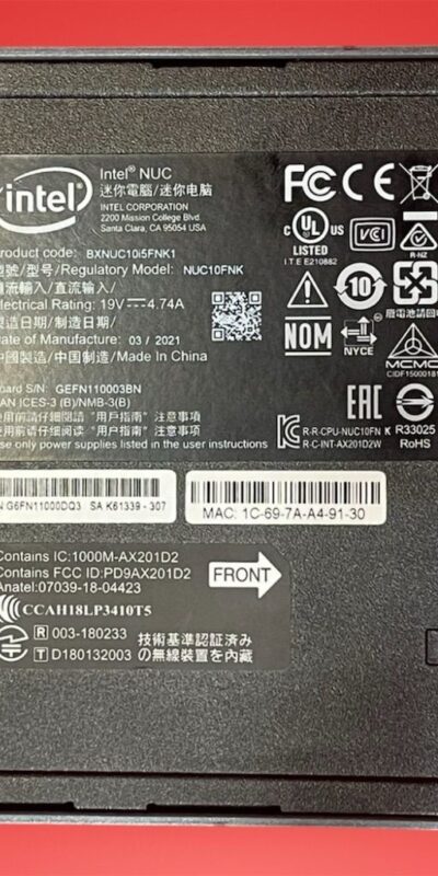 Intel NUC NUC10FNK1, Core i5-10210U @ 1.60GHz 16GB DDR4 256GB NVMe Win 11 Pro