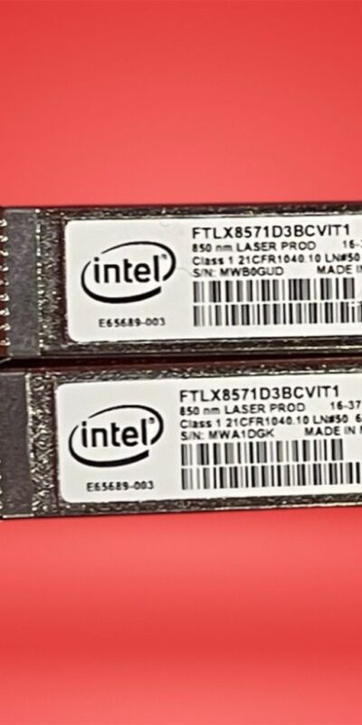 Lot of 2 Intel X520-DA2 FTLX8571D3BCVIT1 10Gigabit Multimode Transceiver