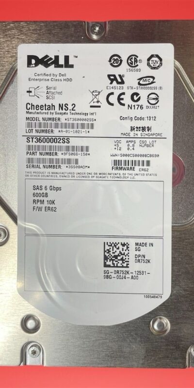Seagate Dell Cheetah NS.2 600GB 10K 3.5" SAS Server Hard Drive 0R752K