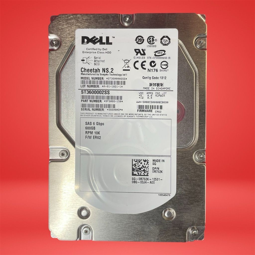 Seagate Dell Cheetah NS.2 600GB 10K 3.5" SAS Server Hard Drive 0R752K