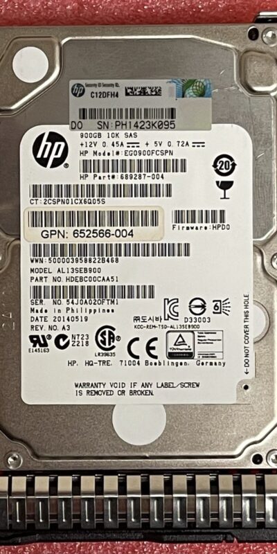 HP 900GB 10K 2.5" SFF SAS 6Gb/s HDD 652566-004 689287-004 EG0900FCSPN