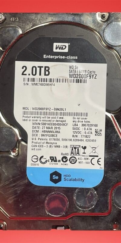 WD RE WD2000F9YZ 2TB 3.5" SATA 6Gb/s 7200RPM Enterprise Hard Drive HDD
