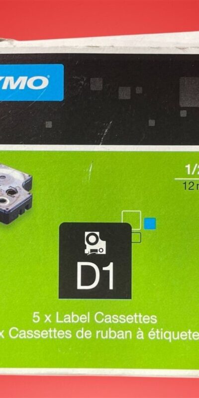 5PK Compatible Dymo D1 45013 Label Tape Black/White 12mm 23ft LabelManager