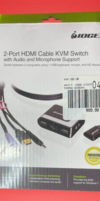 IOGEAR 2-Port HDMI KVM Switch with Audio & Mic Support