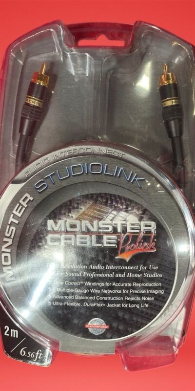 Monster 2m RCA Stereo Audio Interconnect Cable Gold-Plated Black