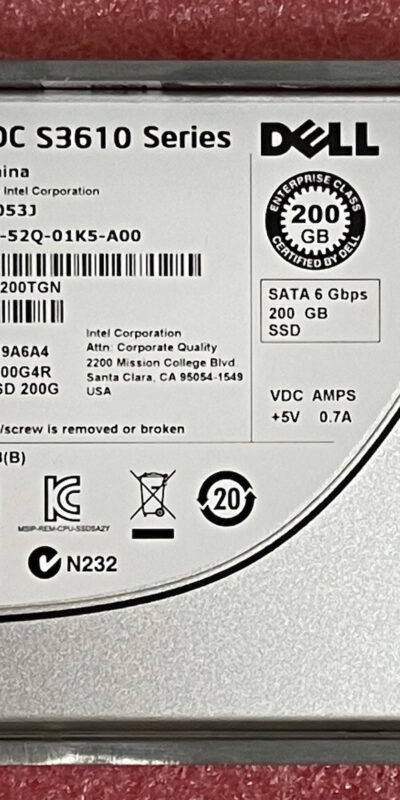 Dell 200GB 2.5" SATA III SSD SSDSC2BG200G4 98% Health + Tray
