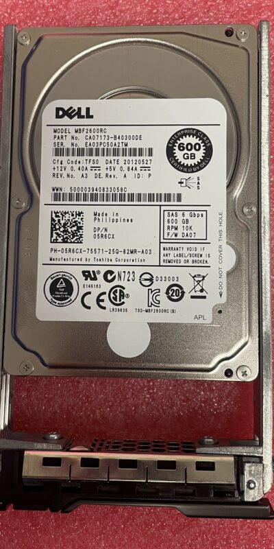 Dell 600GB 10K 2.5in SAS 6Gb/s HDD 5R6CX w/ Tray for PowerEdge Server