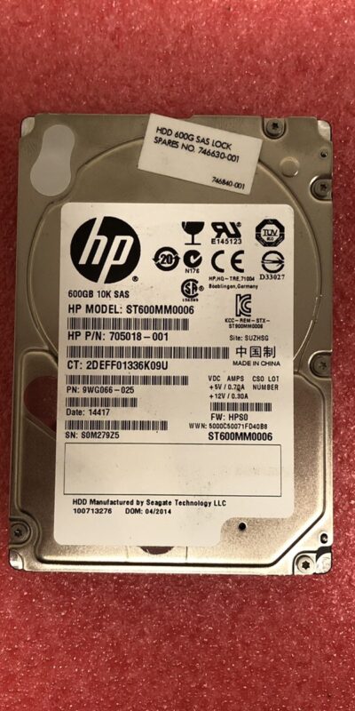 HP 600GB 10K 2.5in SAS SFF HDD ST600MM0006 705018-001 + Adapter