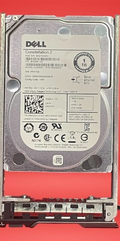 Dell 1TB 2.5in 7.2K 6Gbps SAS HDD w/ PowerEdge Tray 9W5WV Constellation.2