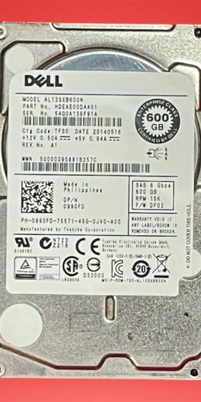 Dell 600GB 10K SAS 2.5" HDD AL13SXB600N 6Gb/s Enterprise Hard Drive