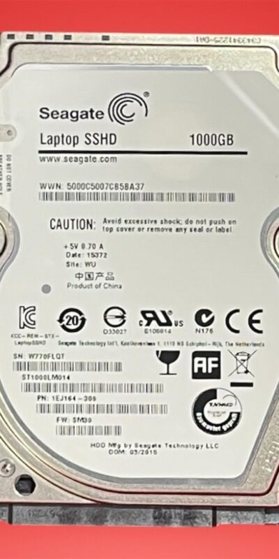 Seagate 1TB ST1000LM014 Laptop SSHD Internal Hybrid Drive 2.5" SATA 6Gb/s