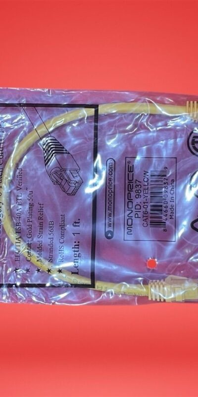 Monoprice Cat6 RJ45 Ethernet Patch Cable 1ft Yellow â€“ 7 Pack