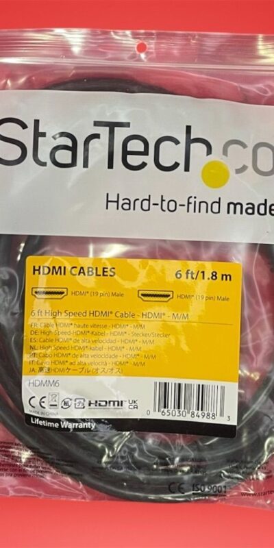 StarTech 6ft (1.8m) High-Speed HDMI Cable M/M 4K UHD HDMM6