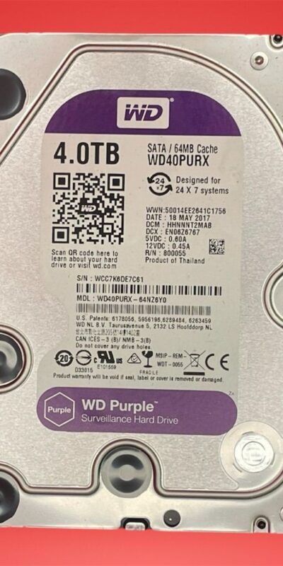 WD Purple 4TB 3.5" Surveillance HDD SATA 6Gb/s DVR NVR Hard Drive