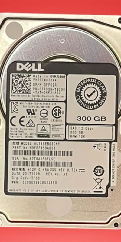 Dell 300GB 10K 2.5" SAS 6Gbps HDD FF02R Enterprise Server Hard Drive