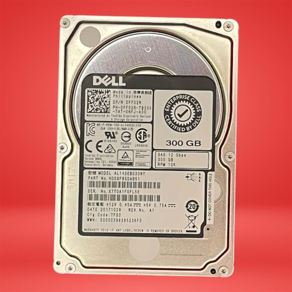 Dell 300GB 10K 2.5" SAS 6Gbps HDD FF02R Enterprise Server Hard Drive