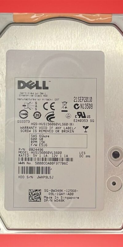 Dell 600GB 15K 3.5" SAS 6Gb/s HDD HUS156060VLS60 Enterprise Server Drive