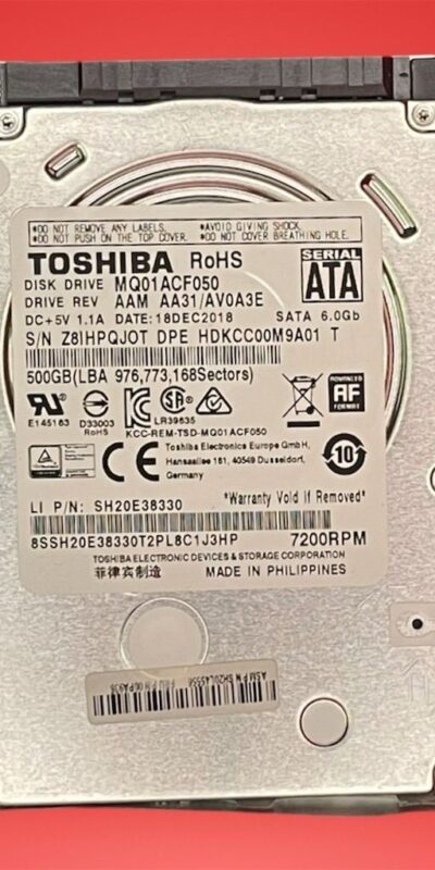 Toshiba 500GB 2.5" SATA 7200RPM Laptop HDD MQ01ACF050 â€“ Tested & Wiped