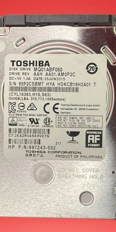 Toshiba MQ01ABF050 500GB 2.5" SATA Laptop HDD 5400RPM Tested