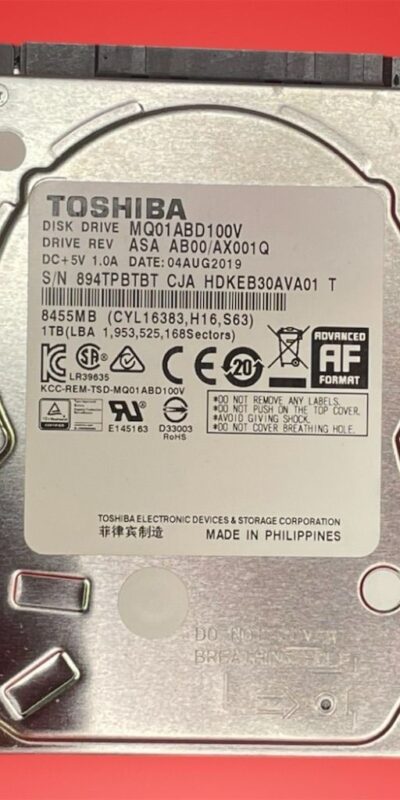 Toshiba 1TB 2.5" SATA HDD MQ01ABD100V 5400RPM Laptop Internal Drive