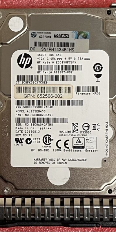 HP 450GB 10K RPM 6G SFF SAS Server HDD 652566-002 689287-002 EG0450FCSPK