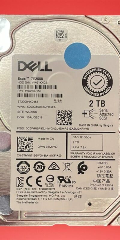 Dell ST20000NX0463 2TB 2.5" SATA Internal Hard Drive Enterprise-Class HDD TMVN7