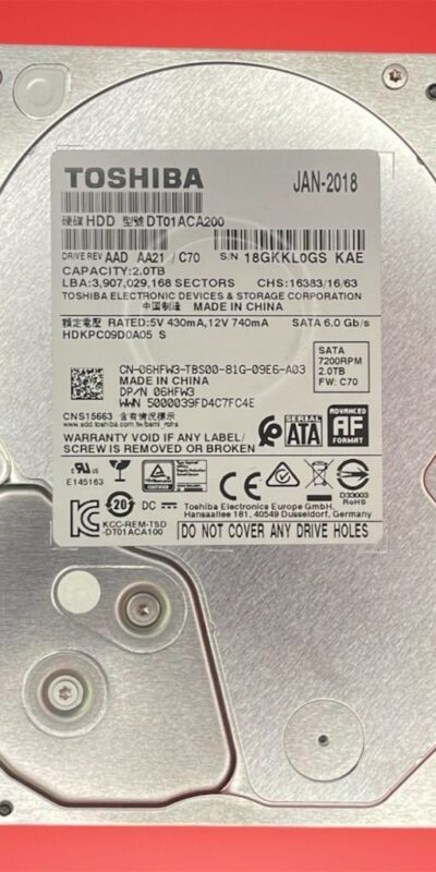 Toshiba DT01ACA200 2TB 3.5" SATA 6Gb/s 7200RPM HDD Desktop Hard Drive