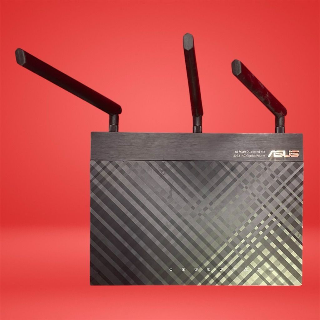 ASUS RT-AC66U AC1750 Dual-Band Gigabit WiFi Router 4x LAN Black Tested