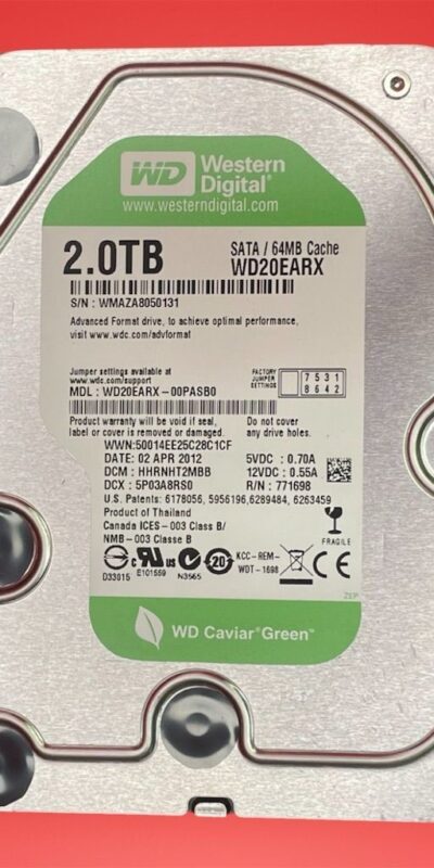 WD Caviar Green WD20EARX 2TB 3.5" SATA III 64MB Internal HDD DVR NAS
