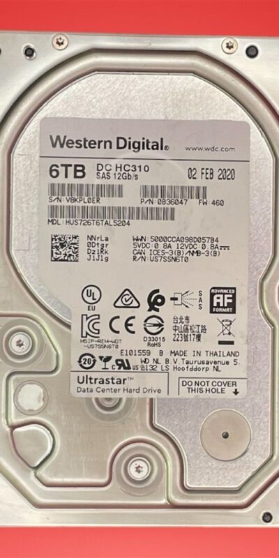 WD Ultrastar HC310 6TB 3.5in SAS 12Gb/s 7200RPM 256MB HDD
