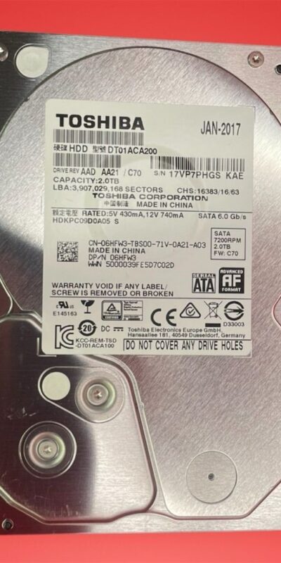 Dell Toshiba DT01ACA200 2TB 7200RPM 3.5" SATA III HDD 6Gb/s - Tested