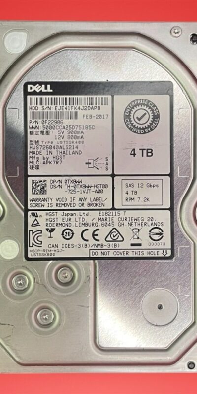 Dell 4TB 7200 RPM 3.5" SAS Internal Desktop Hard Drive