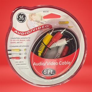 GE 6 ft Audio/Video Cable 3-Male RCA Shielded Multicolor