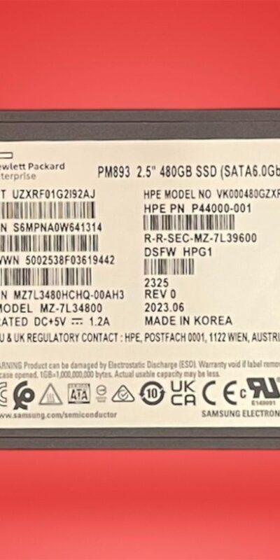 HPE 480GB 2.5" SATA SSD PM893 Internal Drive