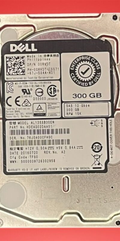 Dell Enterprise AL13SXB30EN 300GB 15K SAS 12Gbps 2.5" Hard Drive 0RVDT