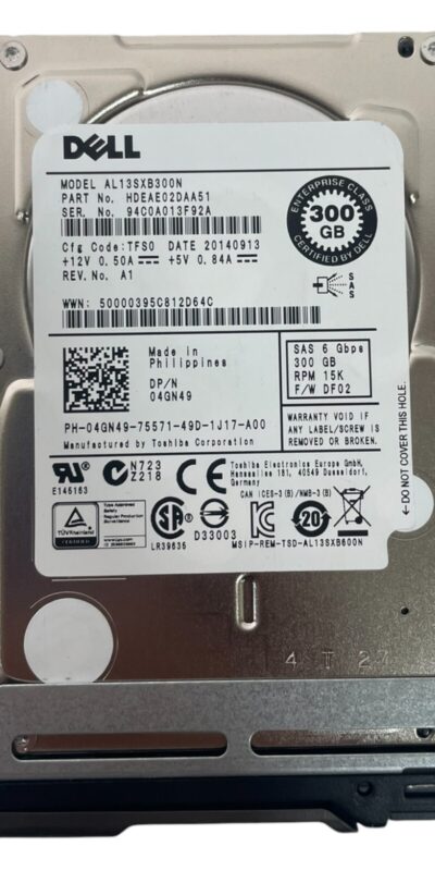 Dell 04GN49 300GB 15K 6Gb/s SAS 2.5in Enterprise HDD Server Drive Tested