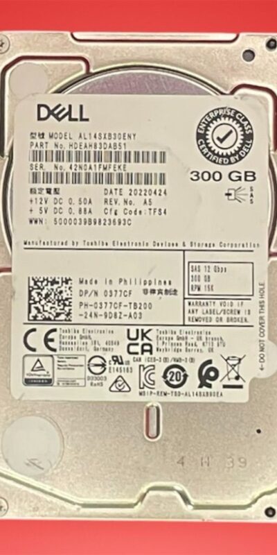 Dell AL14SXB30ENY 377CF 300GB SAS 15K 12GBPS 2.5" Drive HDEAH83DAB51