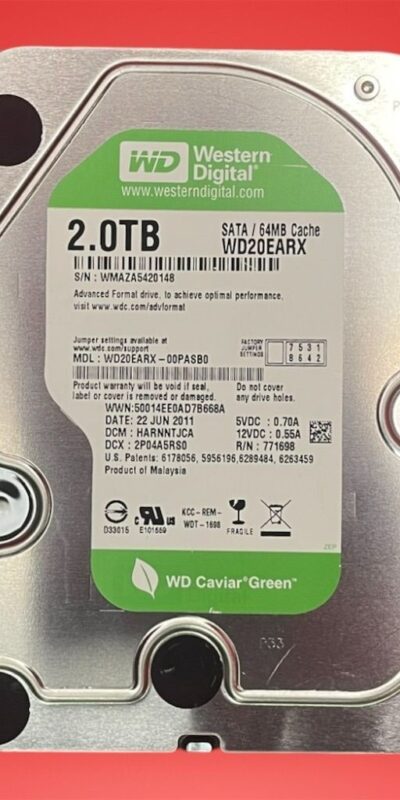 Western Digital WD20EARX 2TB Caviar Green SATA 3.5" Internal Desktop Drive
