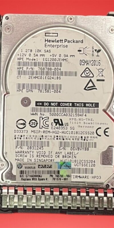 HP EG1200JEHMC HPE 1.2TB 10K SAS 12G 2.5" Enterprise HDD