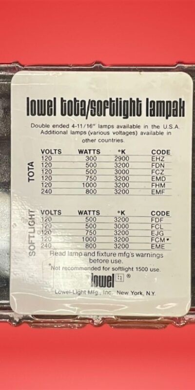 Lowel Tota/Softlight Lampak Double-Ended Halogen Lamps Set