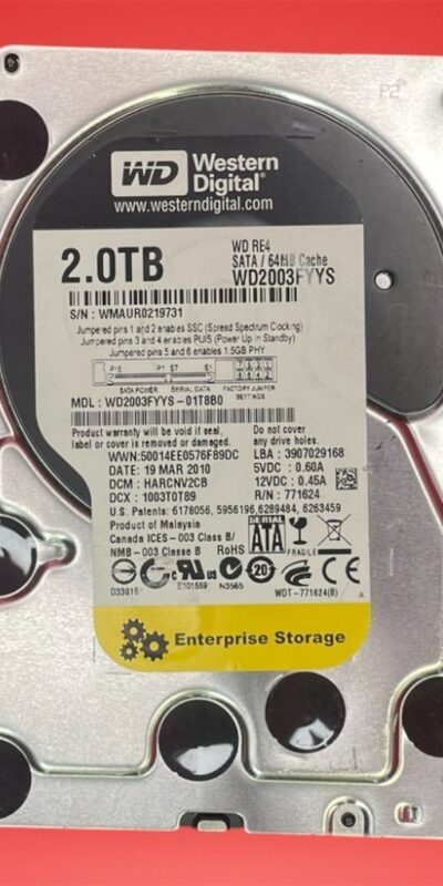 Western Digital WD2003FYYS 2TB 3.5" SATA Internal Desktop Hard Drive 7200 RPM