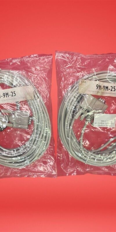 Lot of 2 DB-9 Serial Male - Male Molded Cable 25ft Beige 9M-9M-25