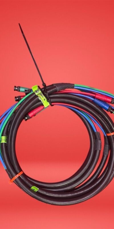 Lot of 2 Coaxial Snake Cable 3 BNC Connectors Blue/Green/Red Ends