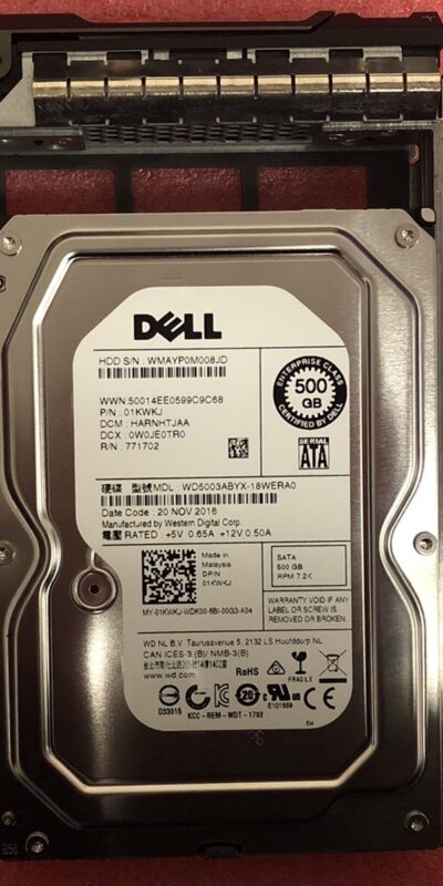 Dell 1KWKJ 500GB 7.2K 3Gbps 3.5" SATA Server HDD w/ Caddy