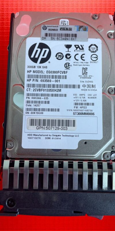 HP 693569-001 300GB 10K SAS 6Gb/s 2.5in HDD EGO300FCVBF 64MB G8 G9