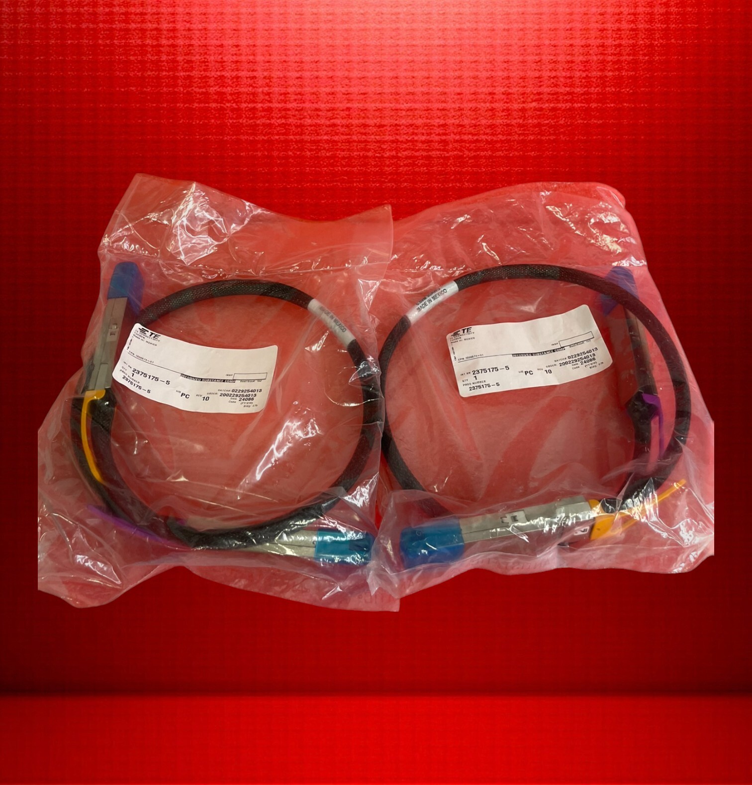 Lot 2 TE Connectivity Mini SAS HD SFF-8643 0.89m 30AWG Cable 2375175-5 NEW